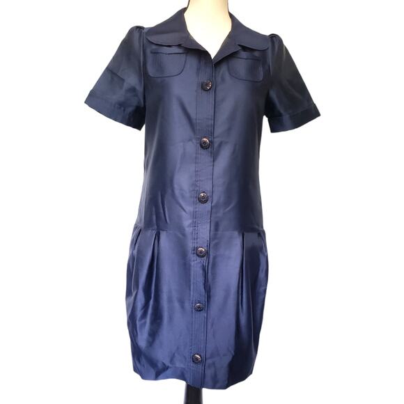 Thread Social Drop Waist Shirt Womens Dress Sz 4 Preppy 60s Retro Mod Navy - Picture 1 of 10